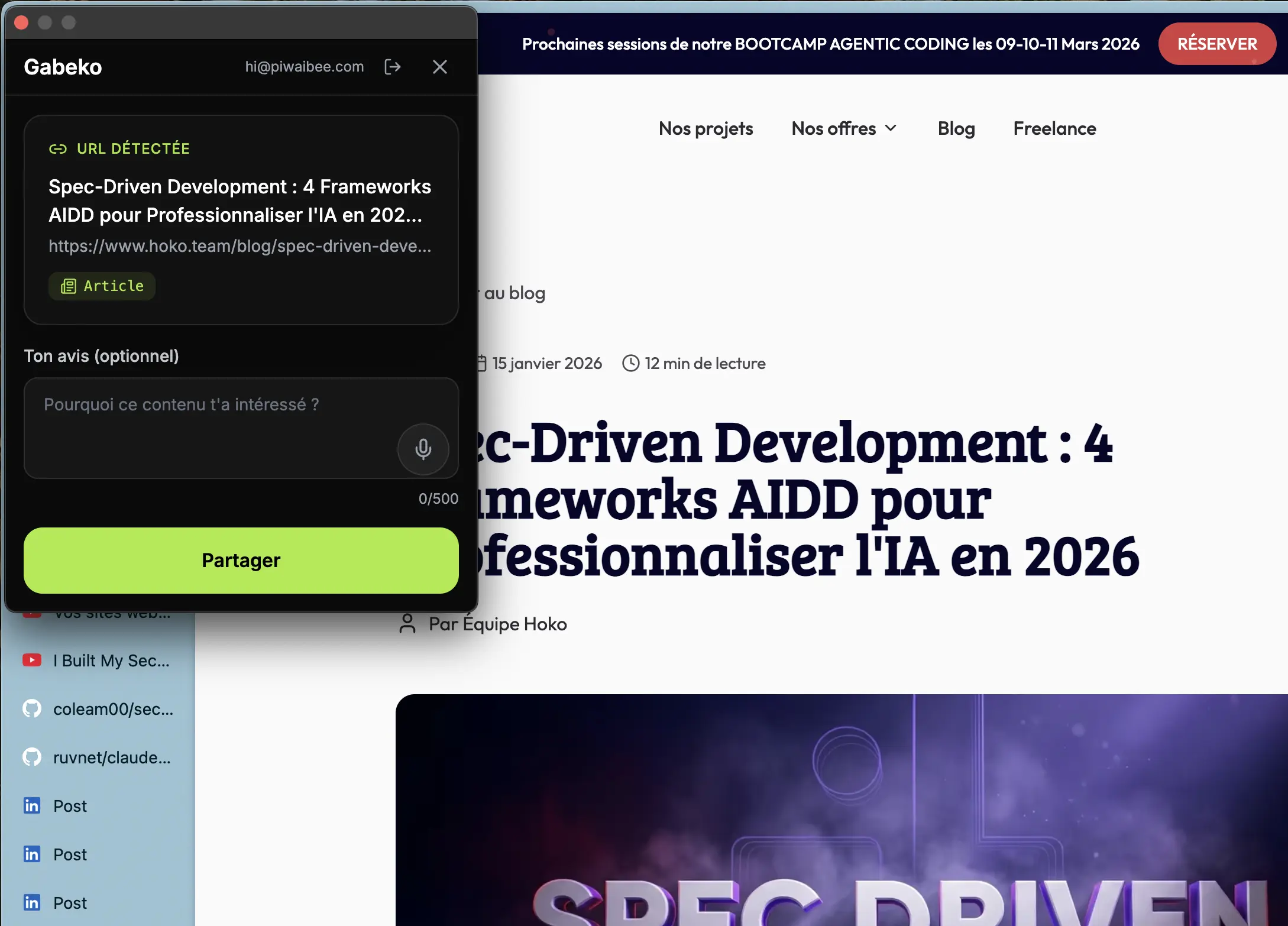 Extension Chrome GABEKO - Partagez votre veille en un clic